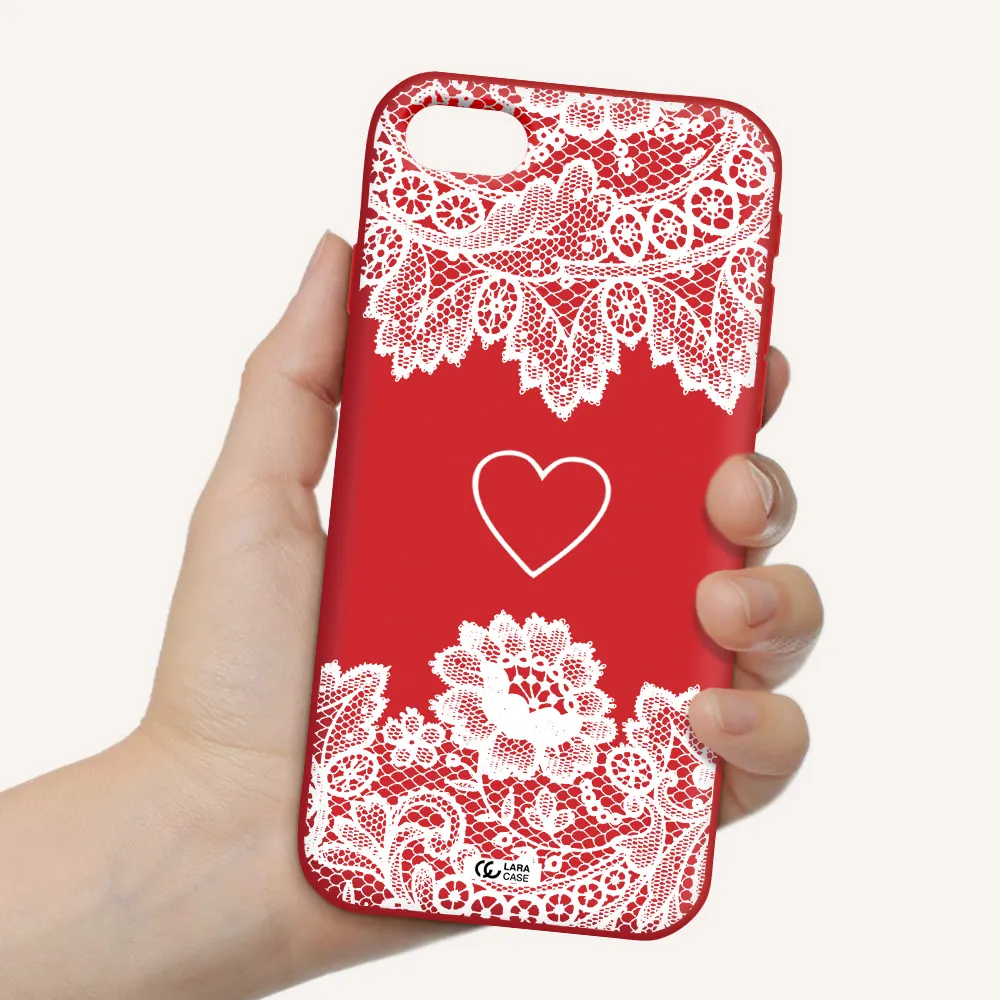 Mandala Heart Apple iPhone se 2020 Silicone Imperial Red Case