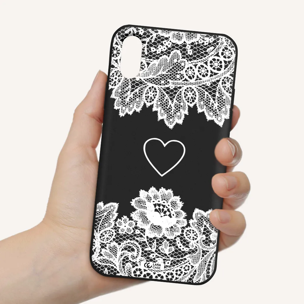 Mandala Heart Apple iPhone X Silicone black Case