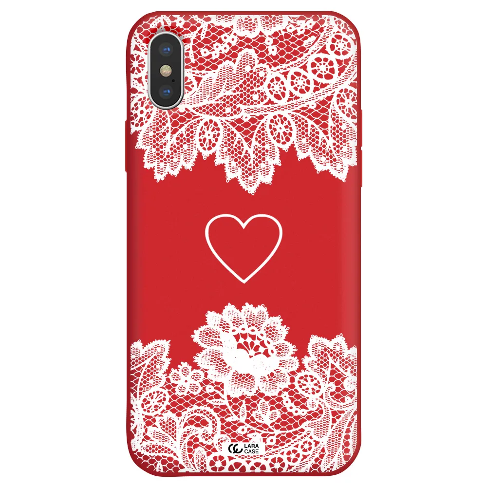 Mandala Heart Apple iPhone X Silicone Imperial Red Case