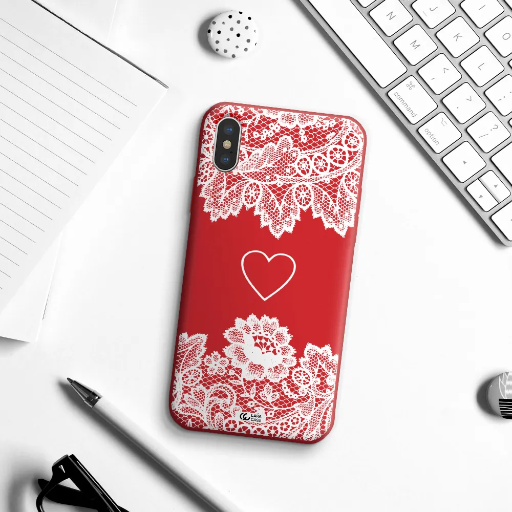 Mandala Heart Apple iPhone X Silicone Imperial Red Case