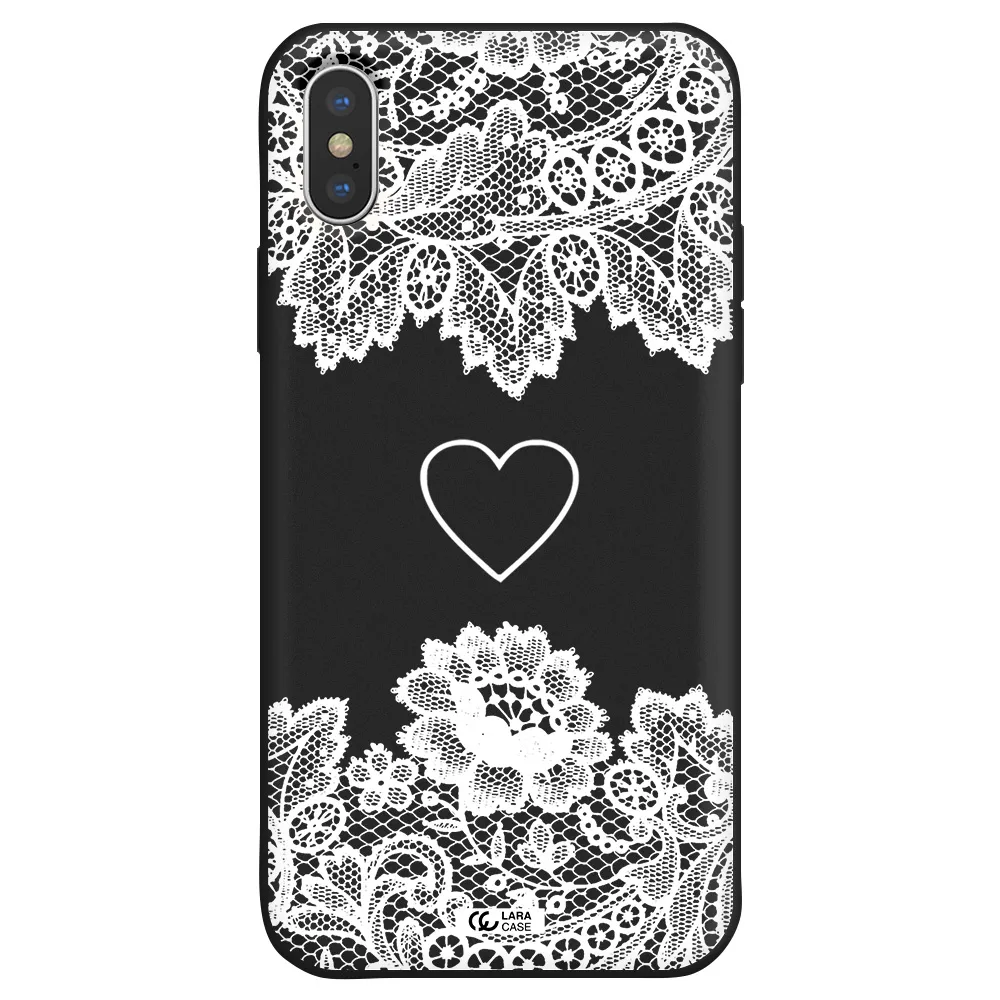 Mandala Heart Apple iPhone XS Silicone black Case