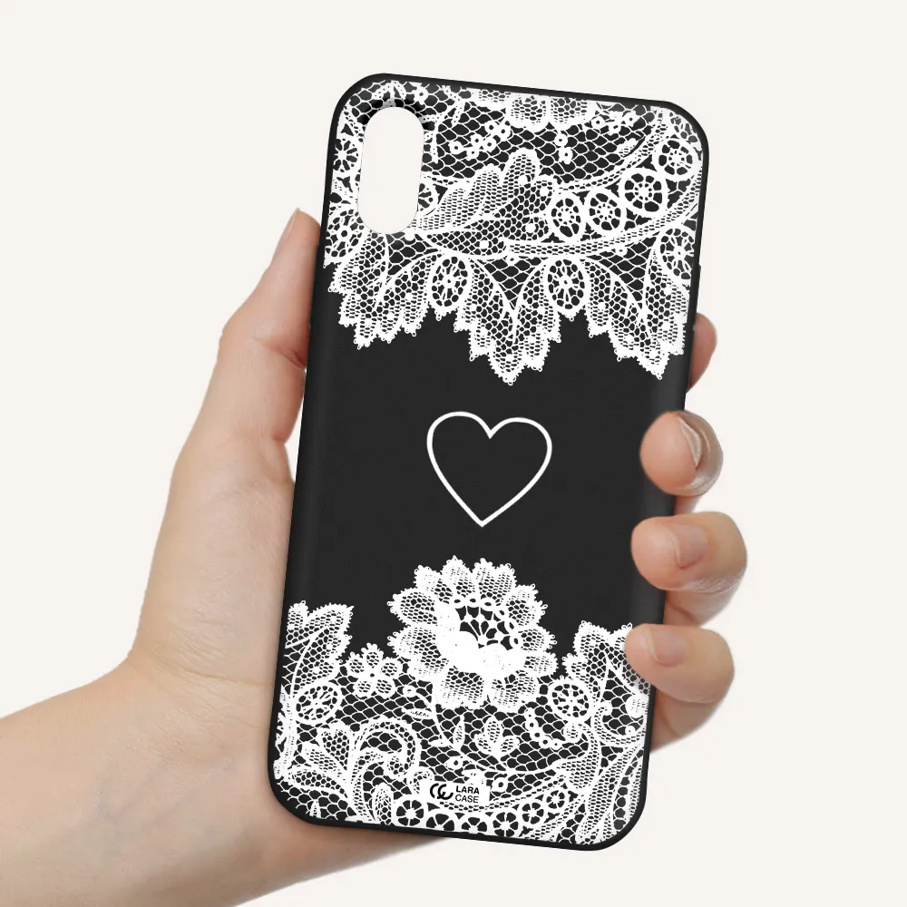 Mandala Heart Apple iPhone XS Silicone black Case