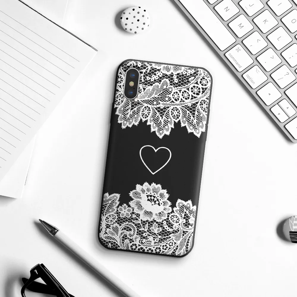 Mandala Heart Apple iPhone XS Silicone black Case