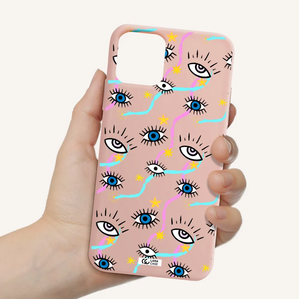 Eye And Ribbon Apple iPhone 11 pro max Silicone pastel pink Case