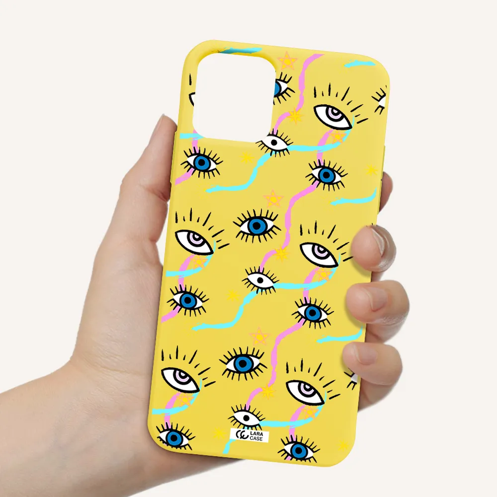 Eye And Ribbon Apple iPhone 11 pro Silicone canary yellow Case