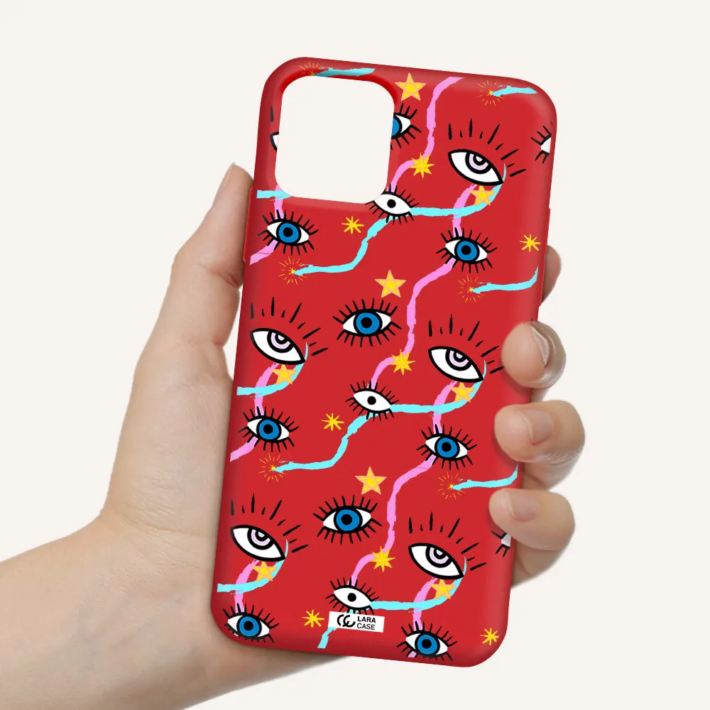 Eye And Ribbon Apple iPhone 11 pro Silicone Imperial Red Case