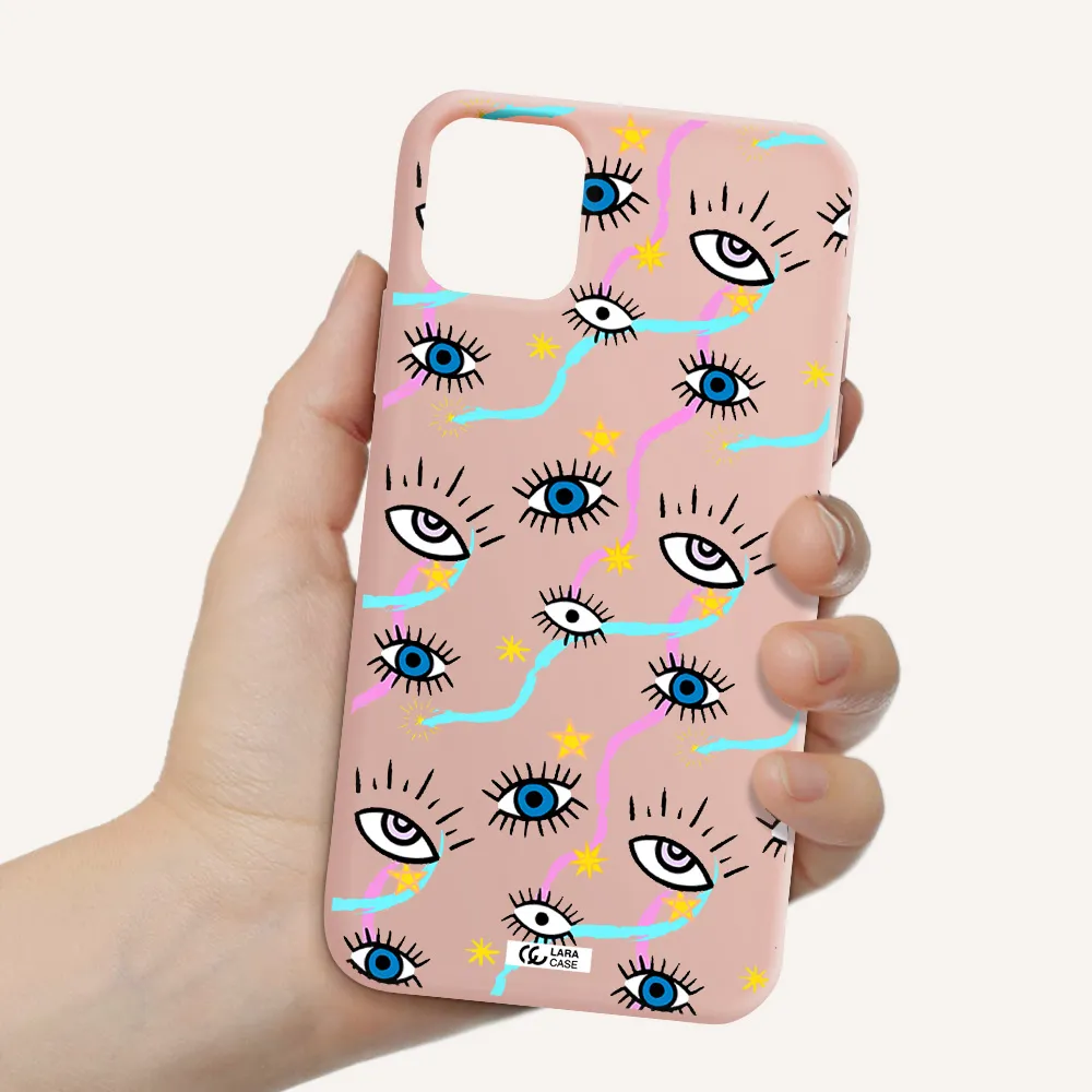 Eye And Ribbon Apple iPhone 11 Silicone pastel pink Case
