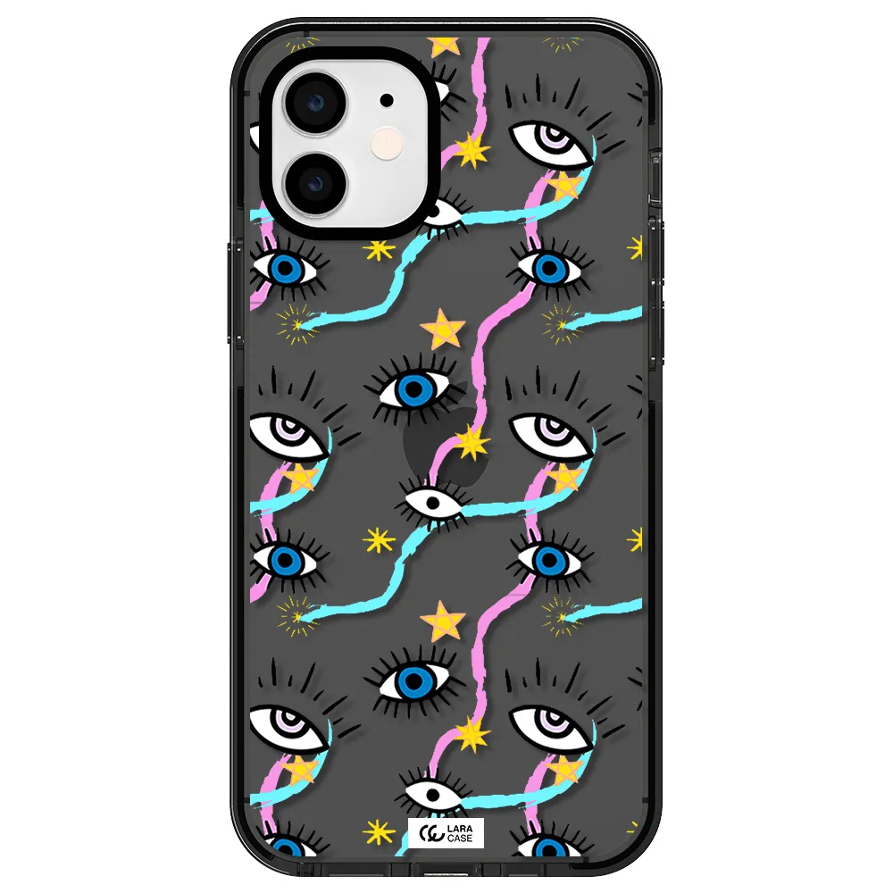 Eye And Ribbon Apple iPhone 12 impact Smoke Black Case