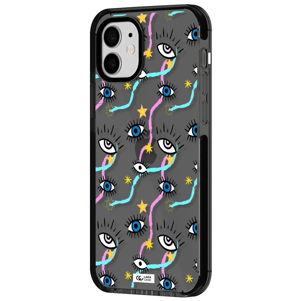 Eye And Ribbon Apple iPhone 12 impact Smoke Black Case