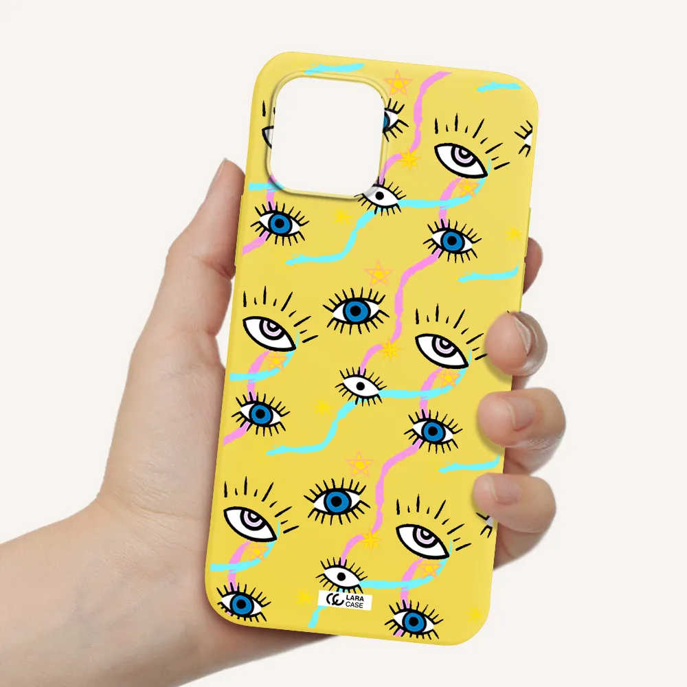 Eye And Ribbon Apple iPhone 12 mini Silicone canary yellow Case