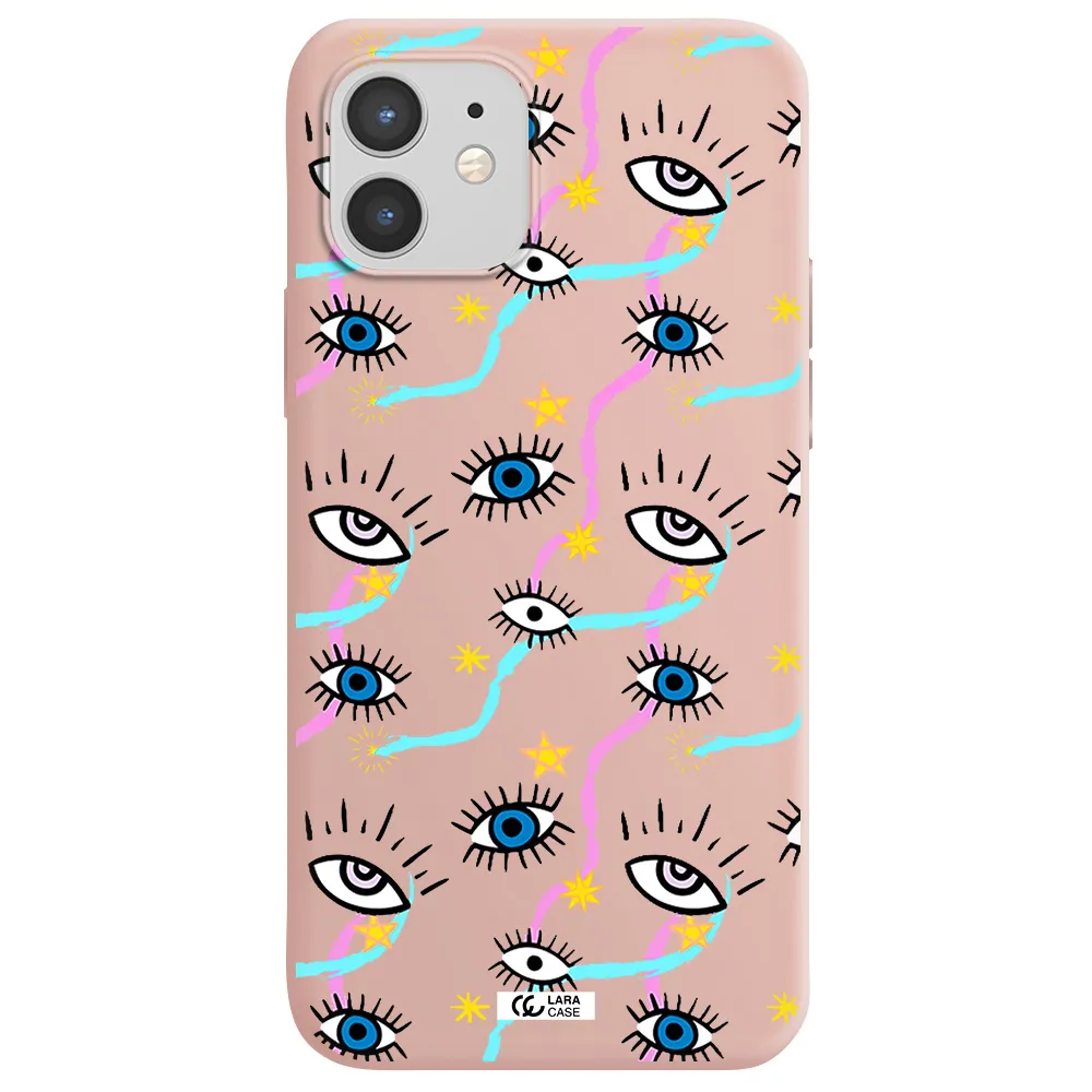 Eye And Ribbon Apple iPhone 12 mini Silicone pastel pink Case