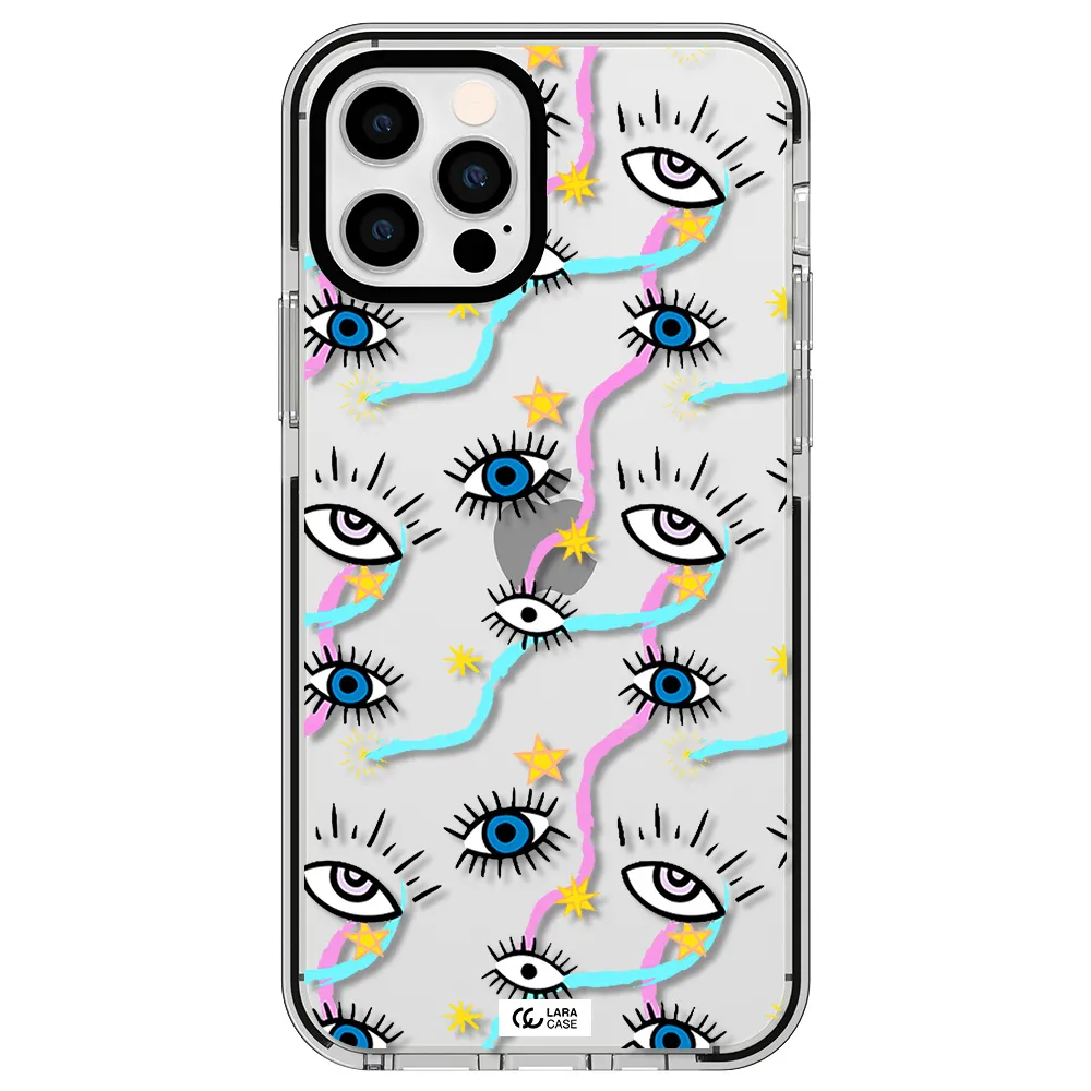 Eye And Ribbon Apple iPhone 12 pro impact black border Case