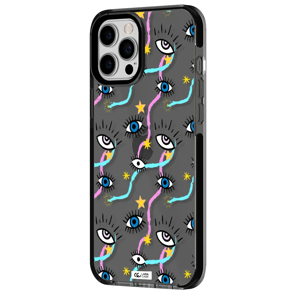 Eye And Ribbon Apple iPhone 12 pro max impact Smoke Black Case