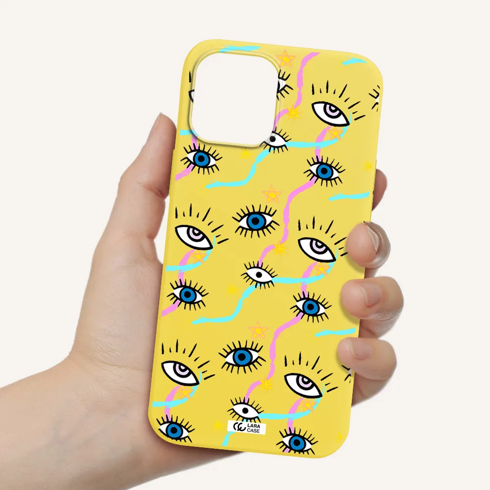 Eye And Ribbon Apple iPhone 12 pro max Silicone canary yellow Case