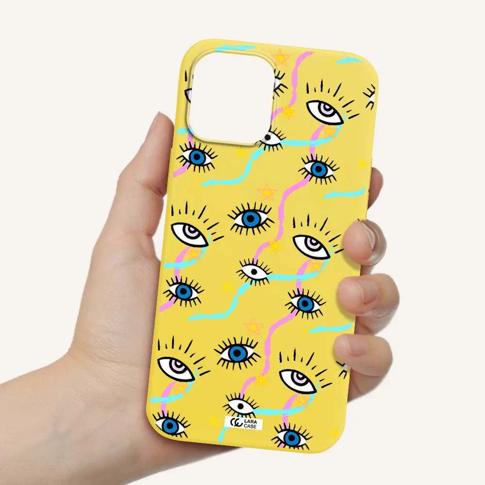 Eye And Ribbon Apple iPhone 12 pro Silicone canary yellow Case