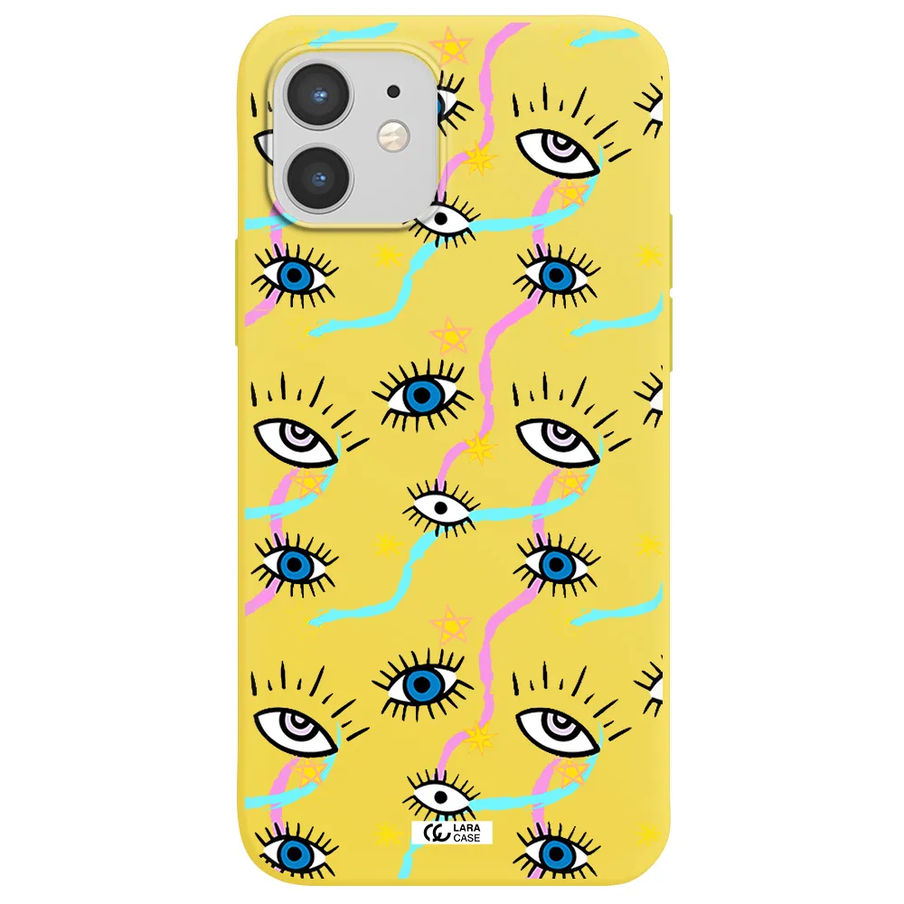 Eye And Ribbon Apple iPhone 12 Silicone canary yellow Case