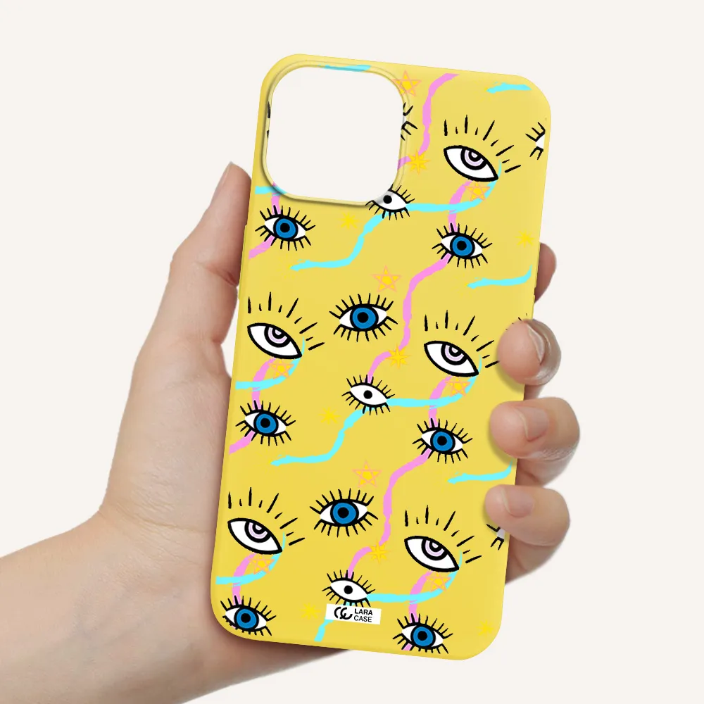 Eye And Ribbon Apple iPhone 13 mini Silicone canary yellow Case