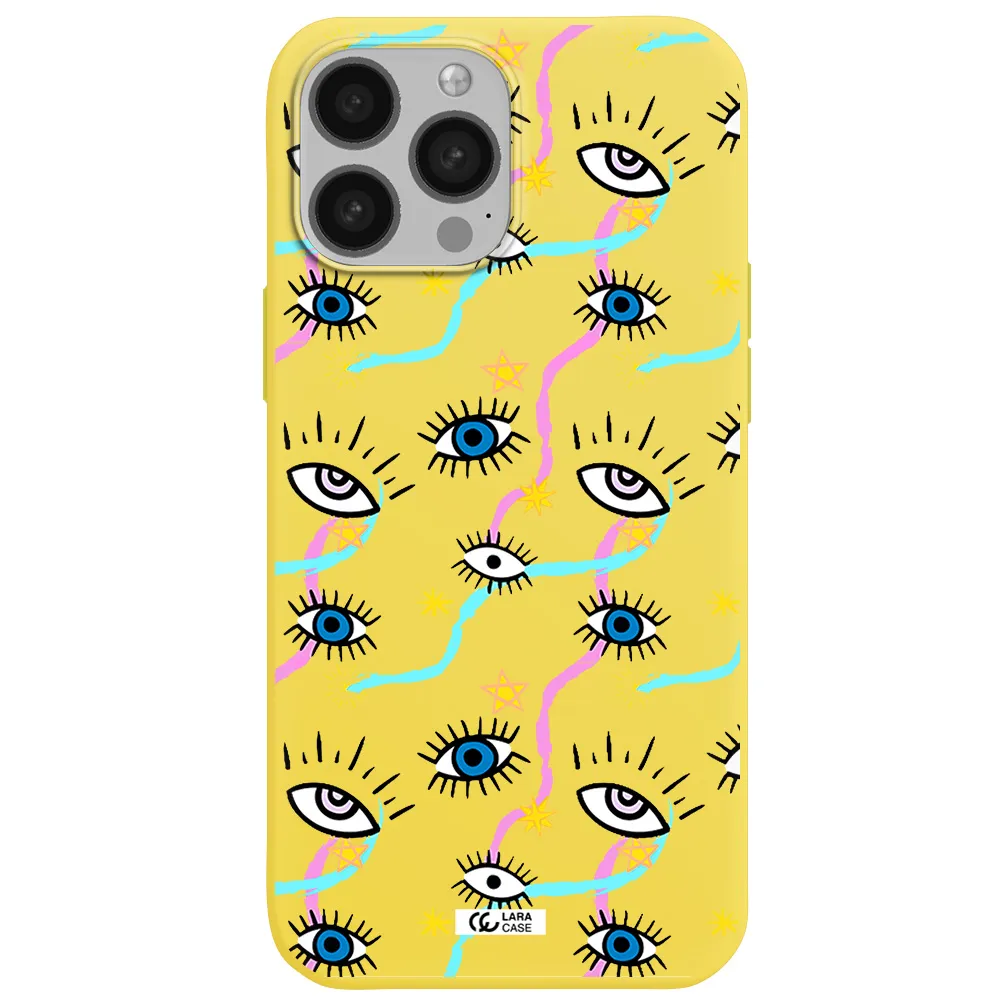 Eye And Ribbon Apple iPhone 13 Pro Max Silicone canary yellow Case