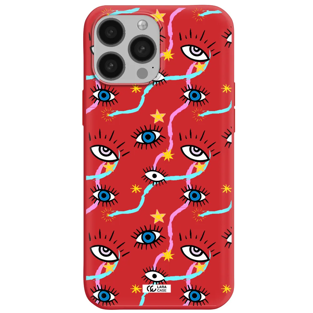 Eye And Ribbon Apple iPhone 13 Pro Max Silicone Imperial Red Case