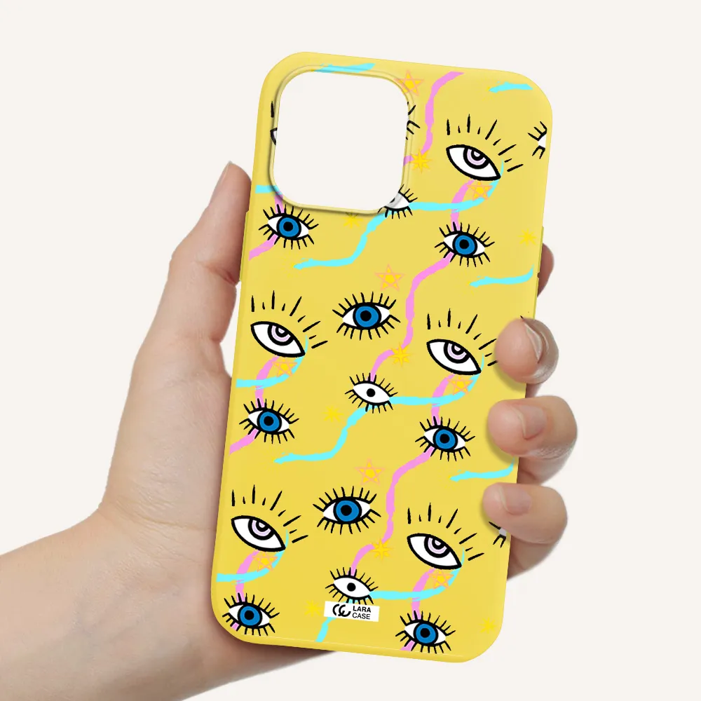 Eye And Ribbon Apple iPhone 13 Pro Silicone canary yellow Case