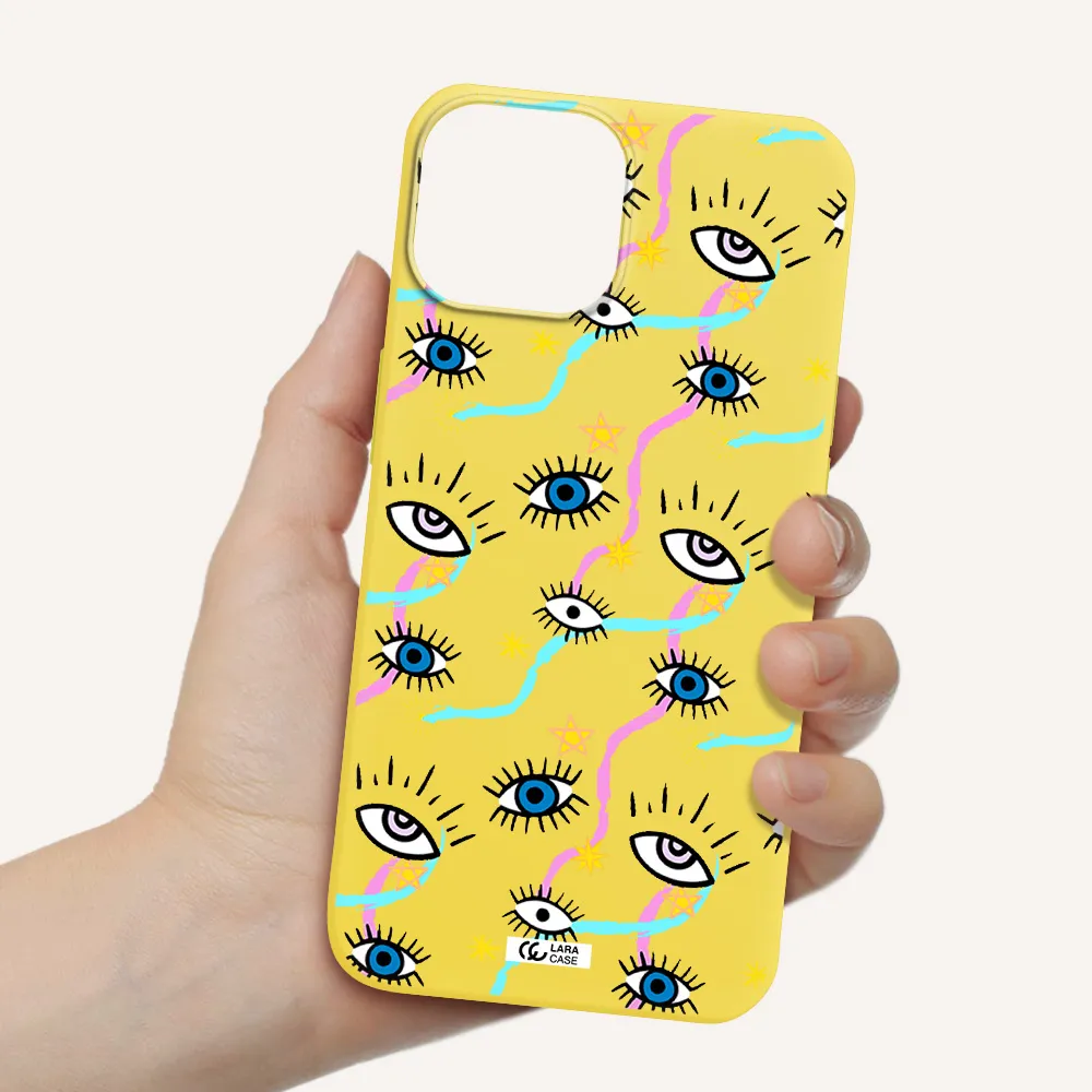 Eye And Ribbon Apple iPhone 13 Silicone canary yellow Case