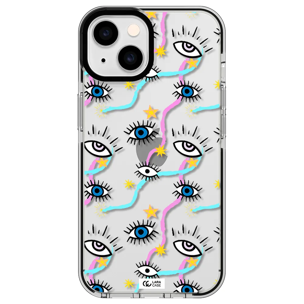 Eye And Ribbon Apple iPhone 14 impact black border Case