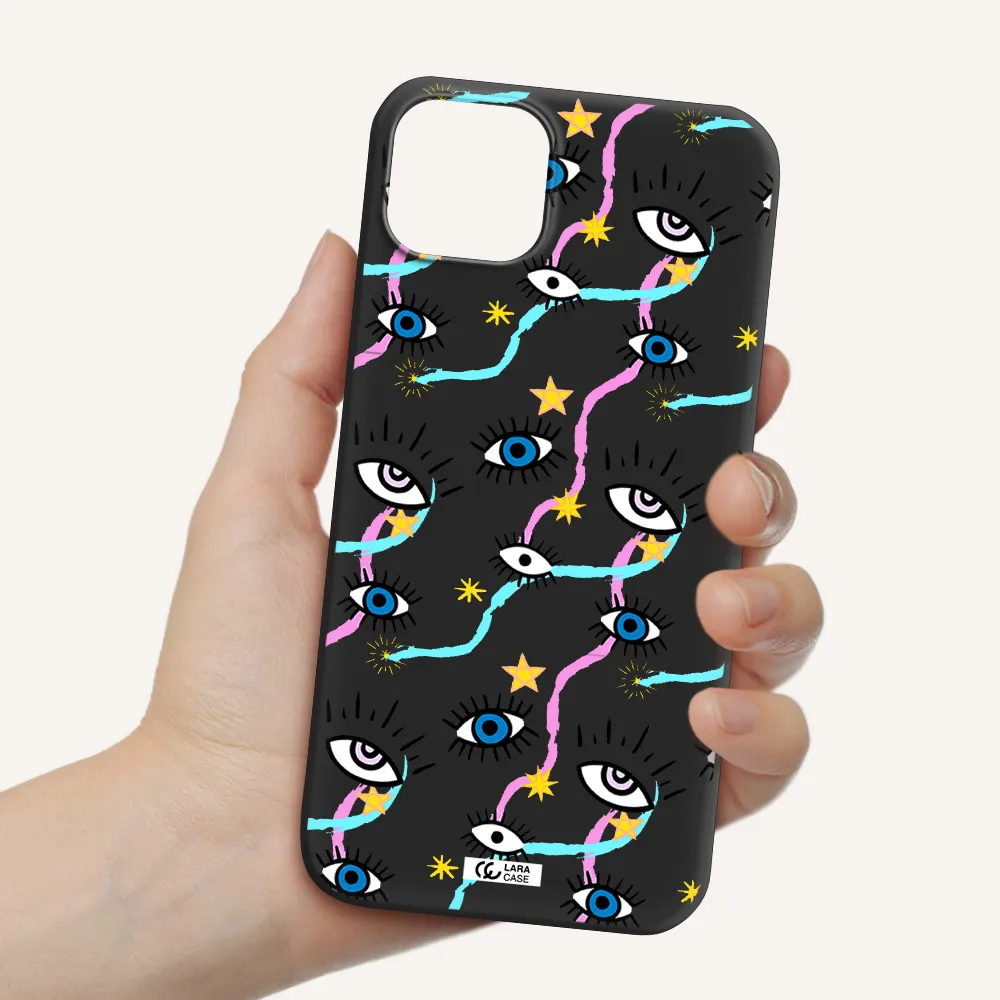 Eye And Ribbon Apple iPhone 14 plus Silicone black Case