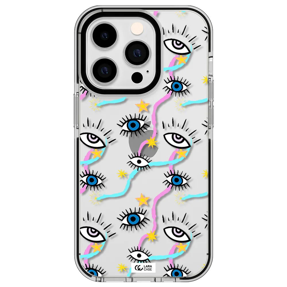 Eye And Ribbon Apple iPhone 14 pro impact black border Case