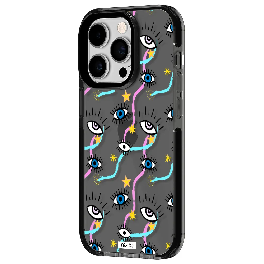 Eye And Ribbon Apple iPhone 14 pro impact Smoke Black Case