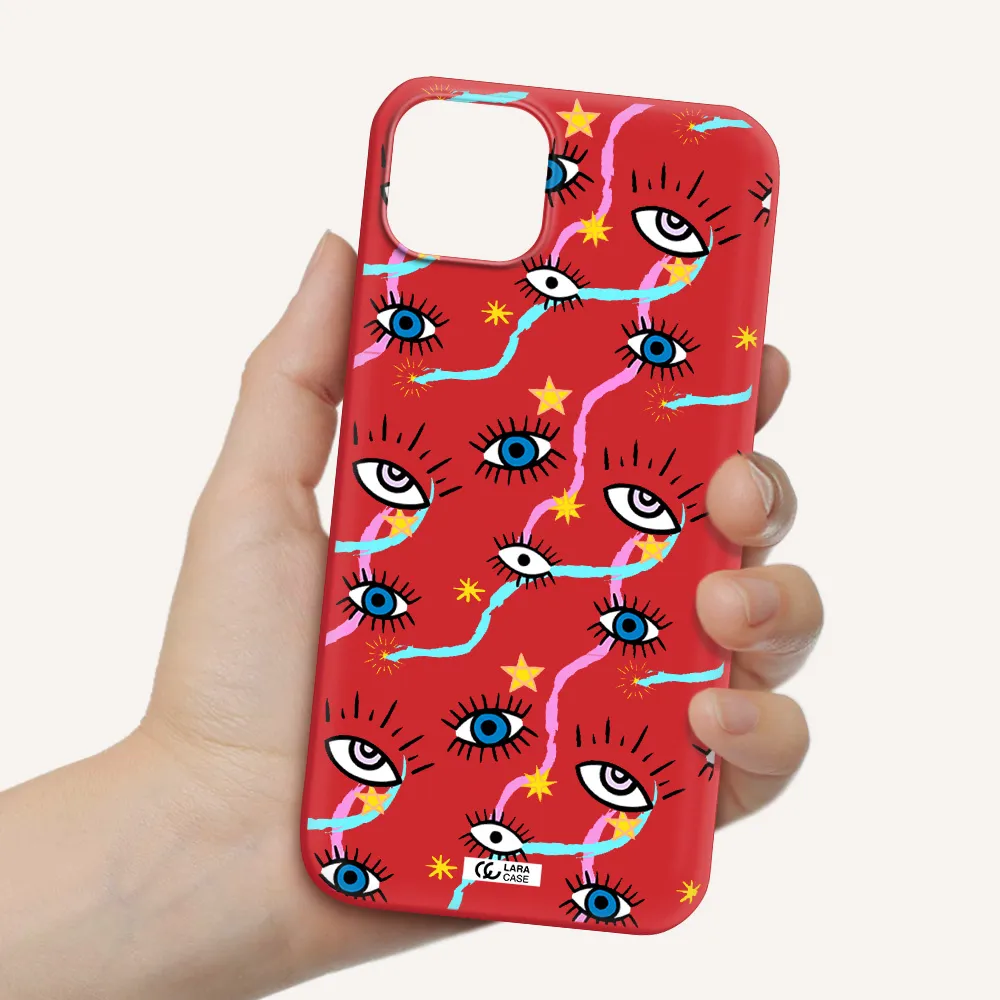 Eye And Ribbon Apple iPhone 14 Silicone Imperial Red Case