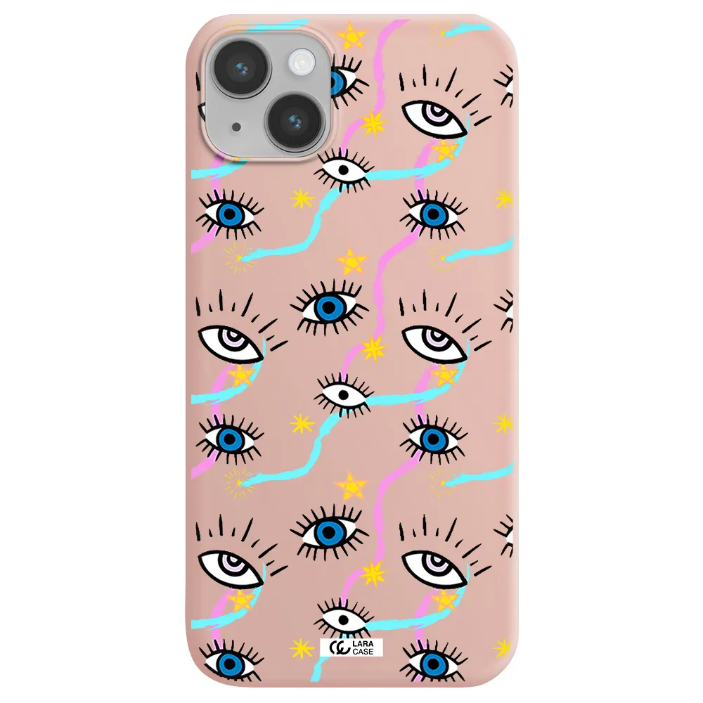 Eye And Ribbon Apple iPhone 14 Silicone pastel pink Case