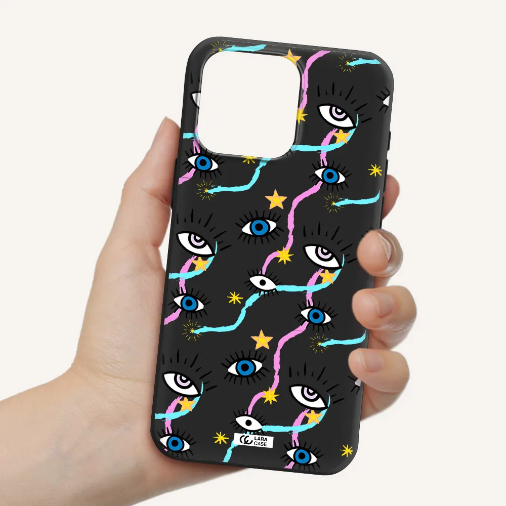 Eye And Ribbon Apple Iphone 15 Pro max Silicone black Case