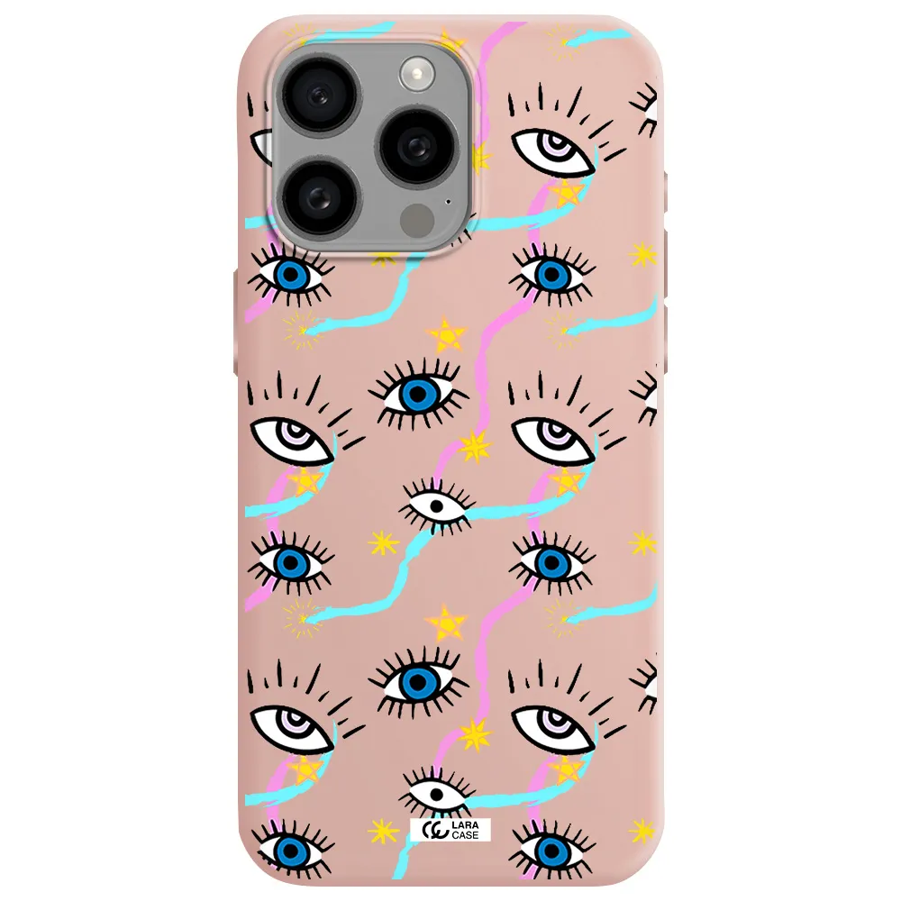 Eye And Ribbon Apple Iphone 15 Pro max Silicone pastel pink Case