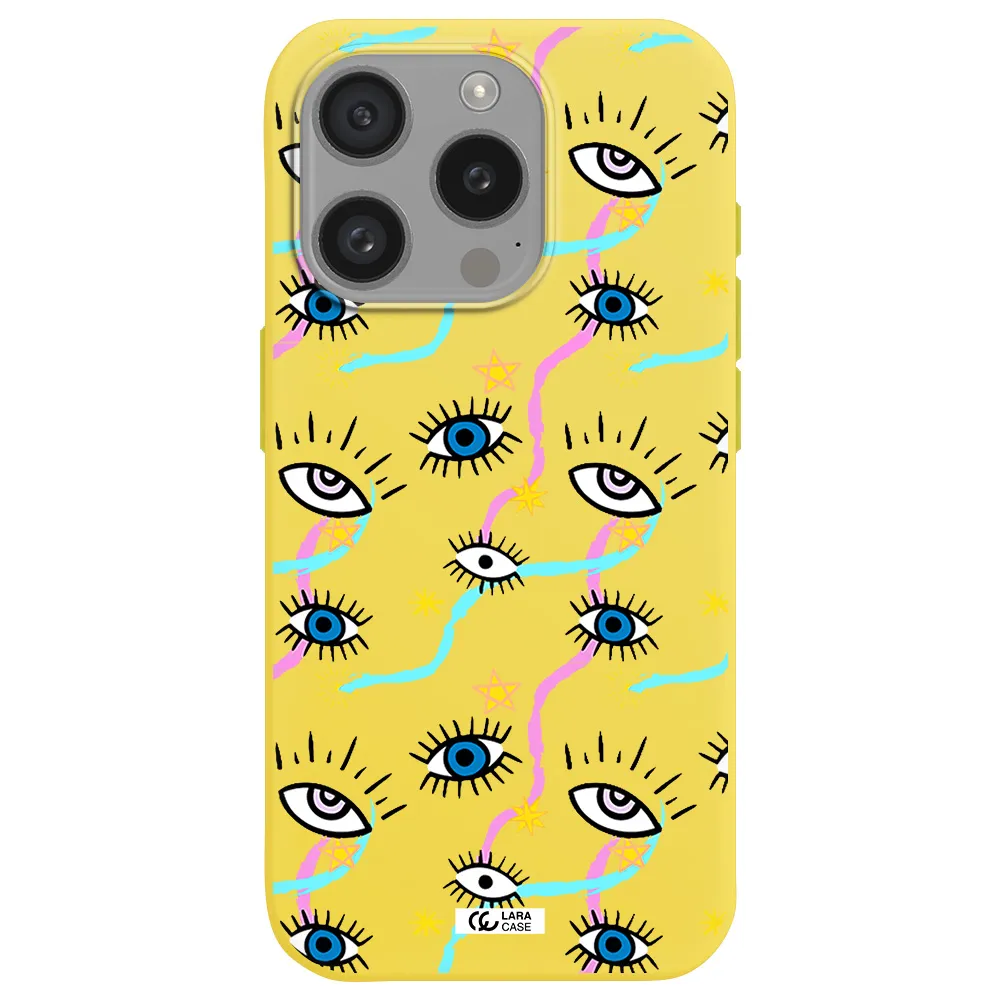 Eye And Ribbon Apple Iphone 15 Pro Silicone Canary Yellow Case