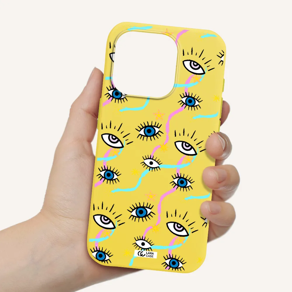 Eye And Ribbon Apple Iphone 15 Pro Silicone Canary Yellow Case