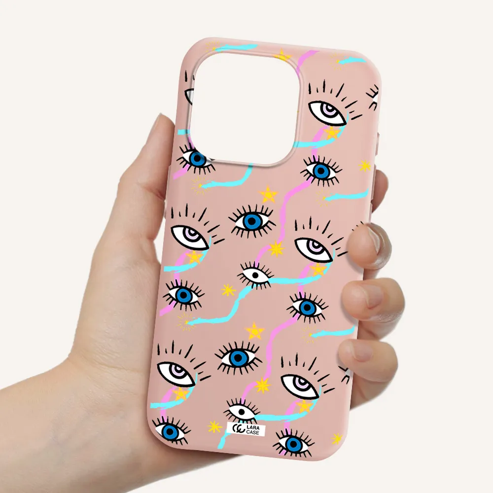 Eye And Ribbon Apple Iphone 15 Pro Silicone Pastel Pink Case