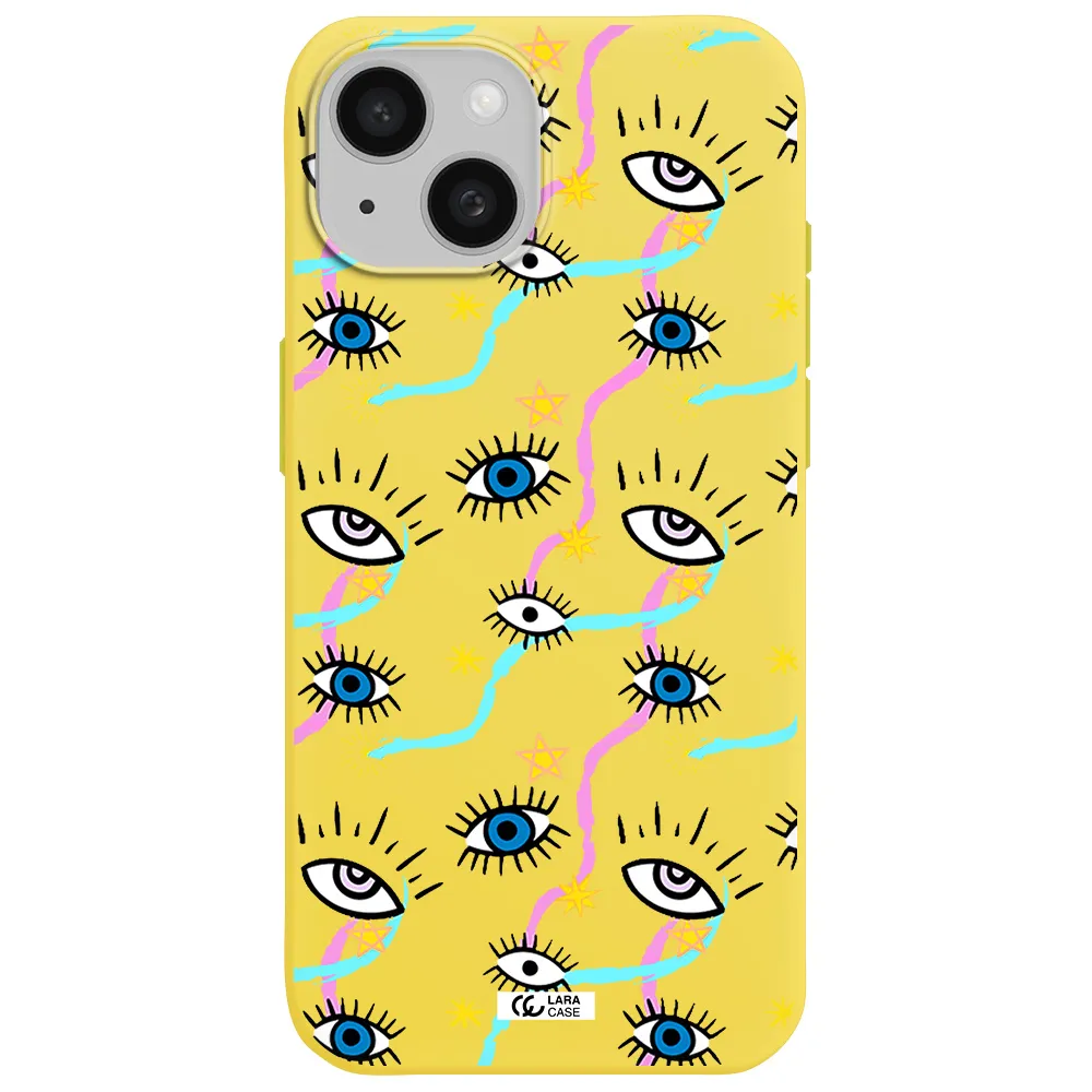Eye And Ribbon Apple iPhone 15 Silicone canary yellow Case