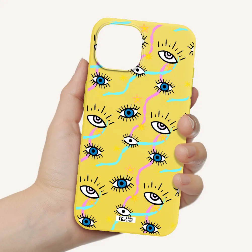 Eye And Ribbon Apple iPhone 15 Silicone canary yellow Case