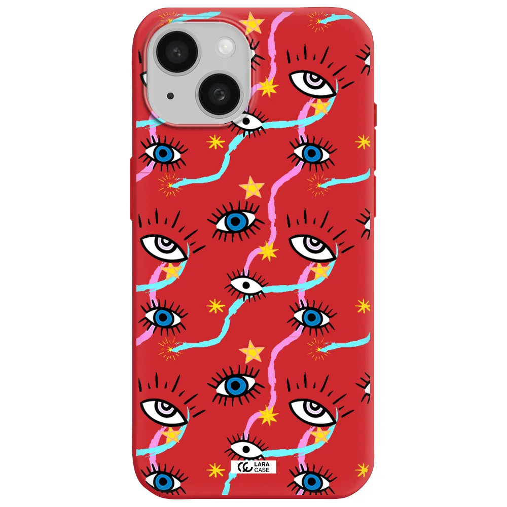 Eye And Ribbon Apple Iphone 15 Silicone Imperial Red Case