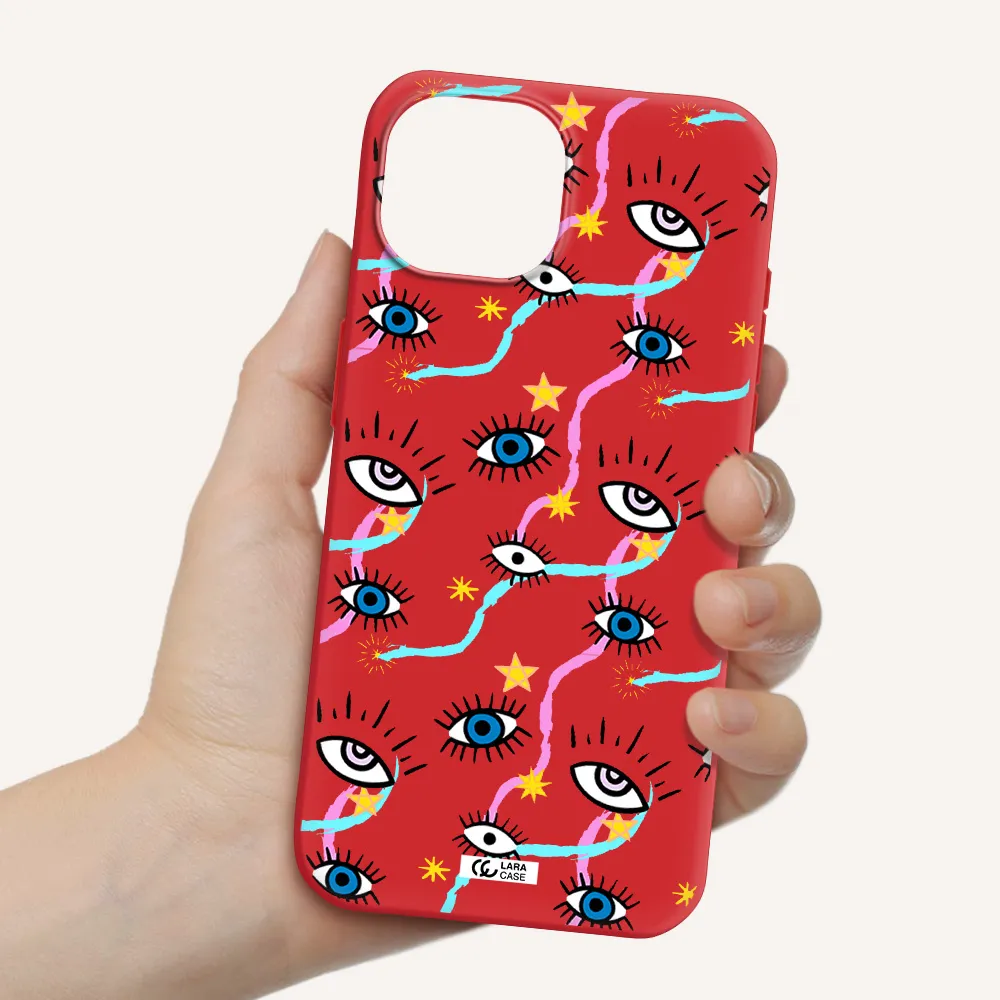 Eye And Ribbon Apple Iphone 15 Silicone Imperial Red Case