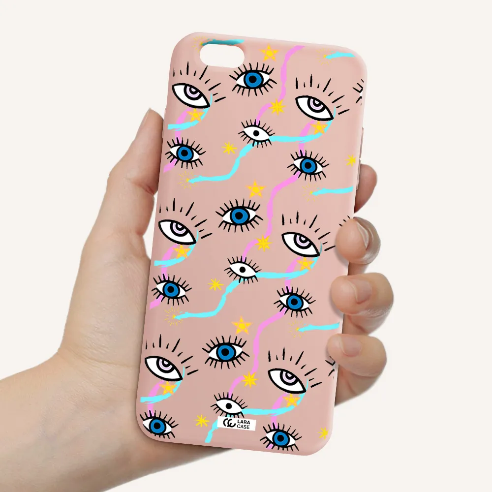 Eye And Ribbon Apple iPhone 6 plus Silicone pastel pink Case