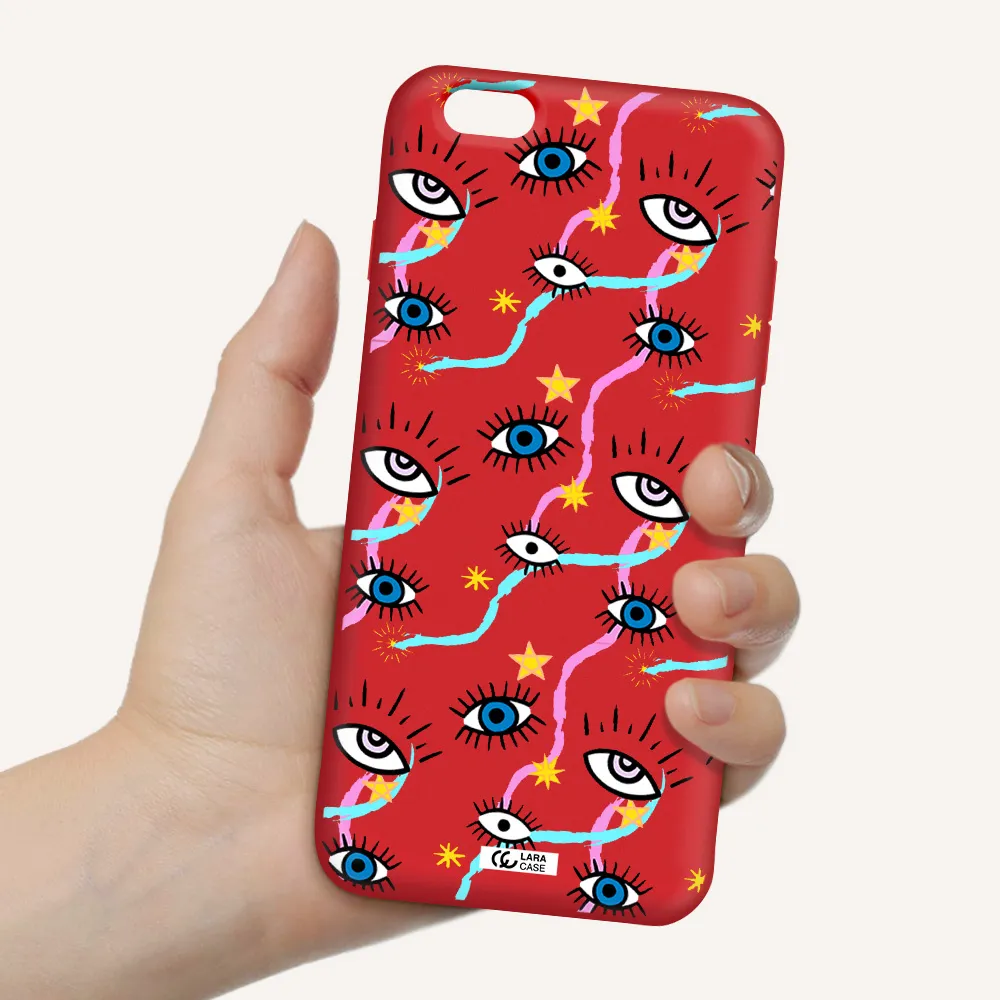 Eye And Ribbon Apple iPhone 6S Silicone Imperial Red Case