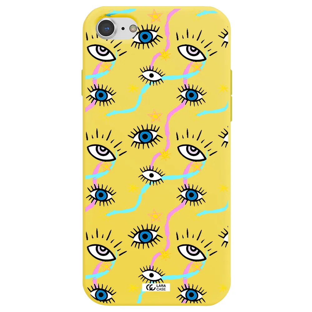 Eye And Ribbon Apple iPhone 7 Silicone canary yellow Case