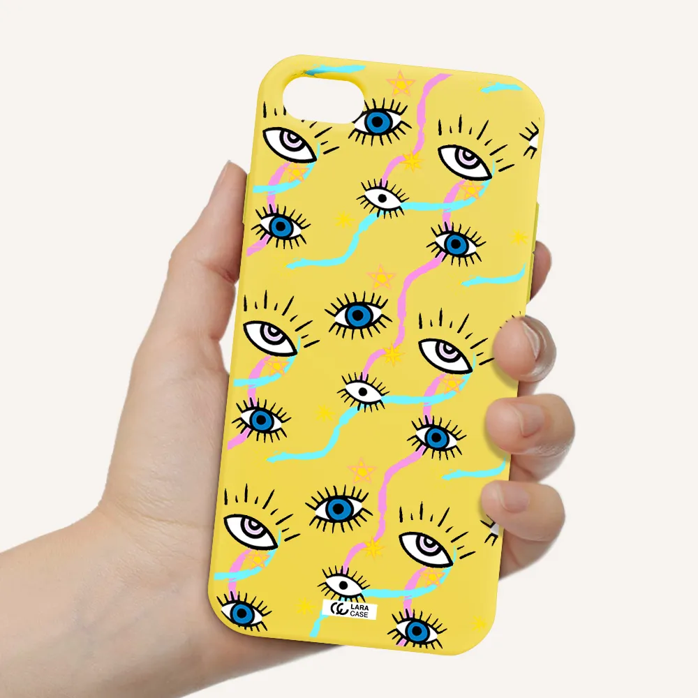 Eye And Ribbon Apple iPhone 7 Silicone canary yellow Case