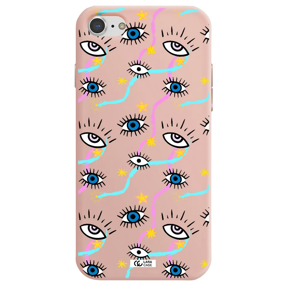 Eye And Ribbon Apple iPhone 7 Silicone pastel pink Case