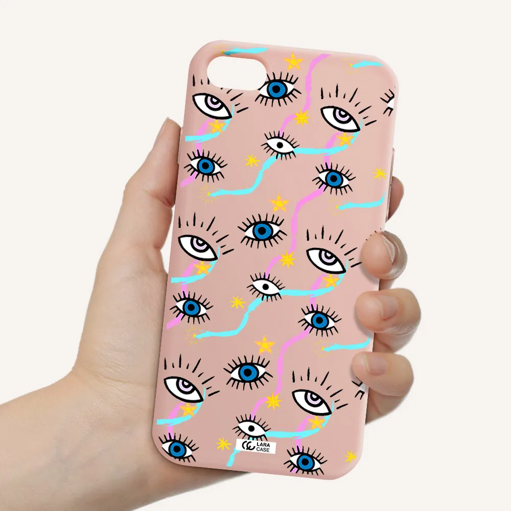 Eye And Ribbon Apple iPhone 7 Silicone pastel pink Case