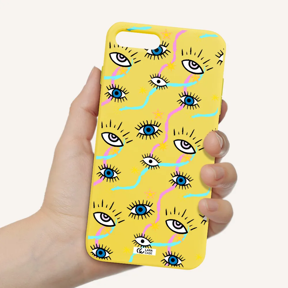Eye And Ribbon Apple iPhone 8 plus Silicone canary yellow Case