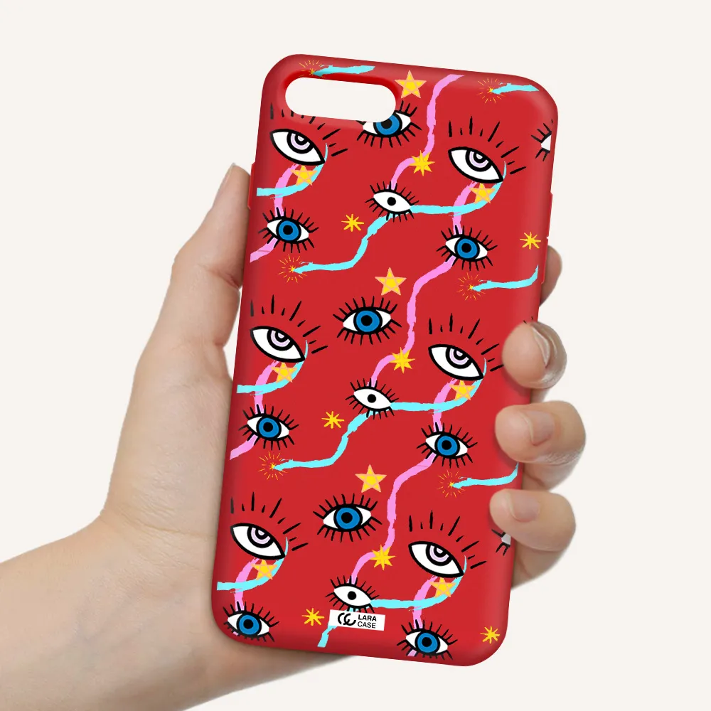 Eye And Ribbon Apple iPhone 8 plus Silicone Imperial Red Case