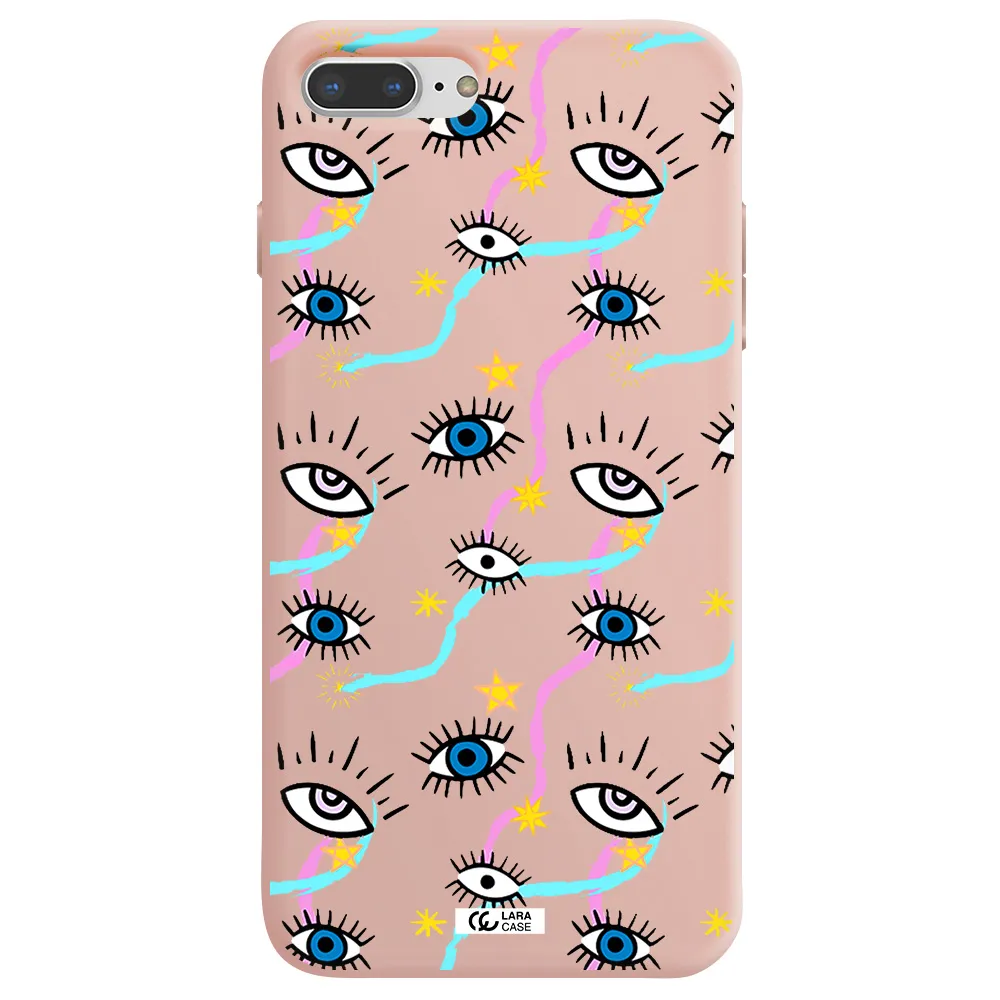 Eye And Ribbon Apple iPhone 8 plus Silicone pastel pink Case