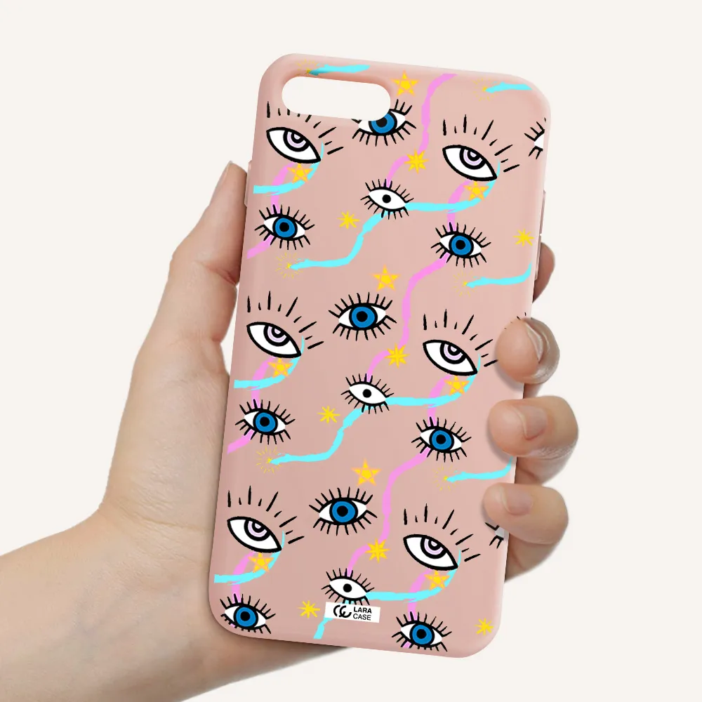 Eye And Ribbon Apple iPhone 8 plus Silicone pastel pink Case